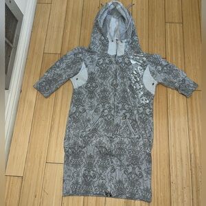 Dereon Women's Quarter-Zip Hoodie Dress Size XS Gray With Silver Bling